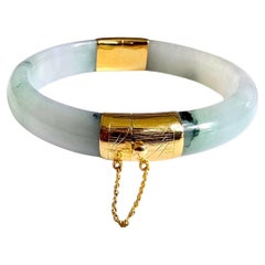 1884 Viceroy's Elliptical Burmese A-Jade Bangle Bracelet (with 14K Yellow Gold)