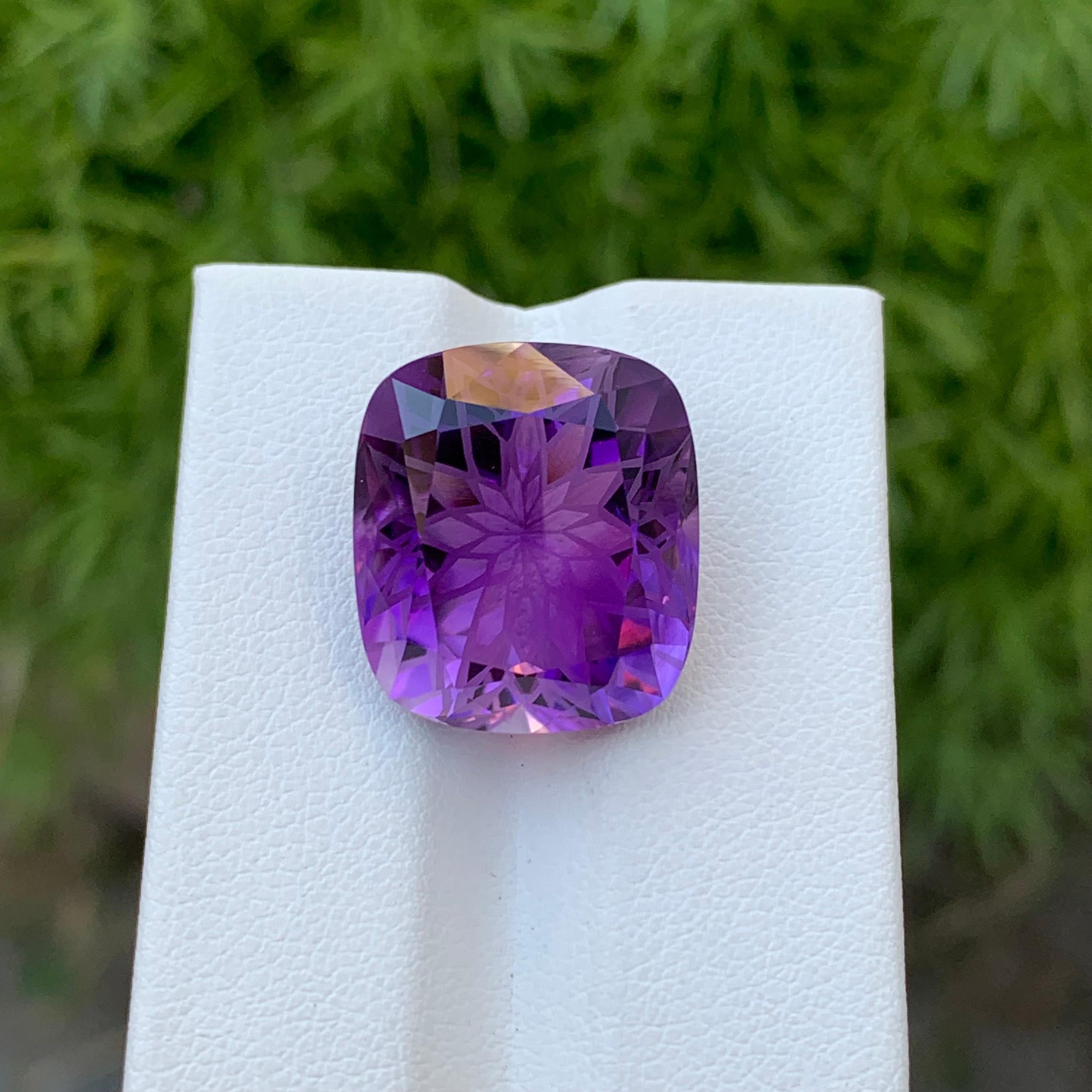 18.85 Carat Pretty Dark Purple Loose Amethyst Flower Cut Gem For Sale 1