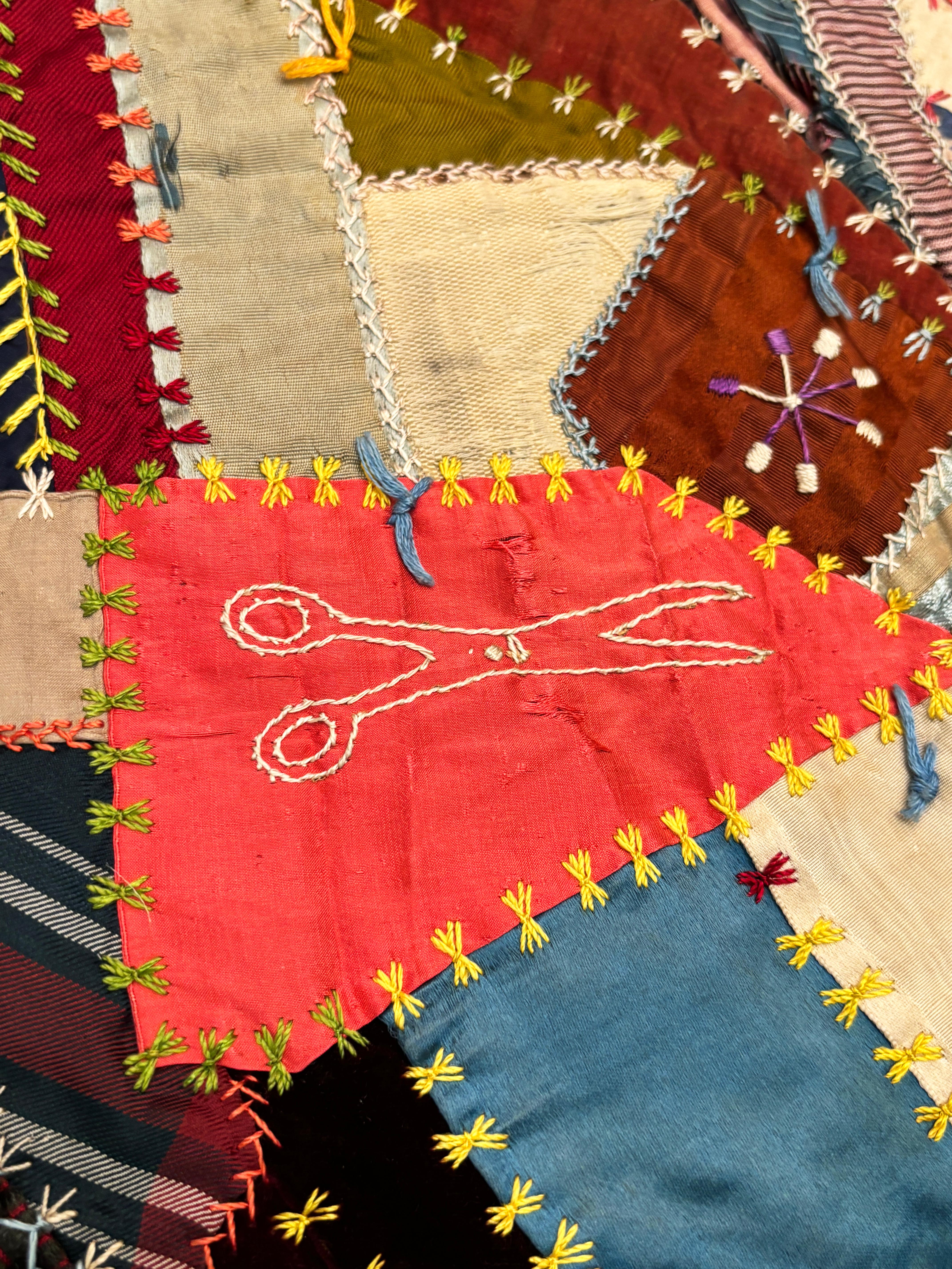 Hand-Crafted 1885 Kentucky Crazy Quilt For Sale