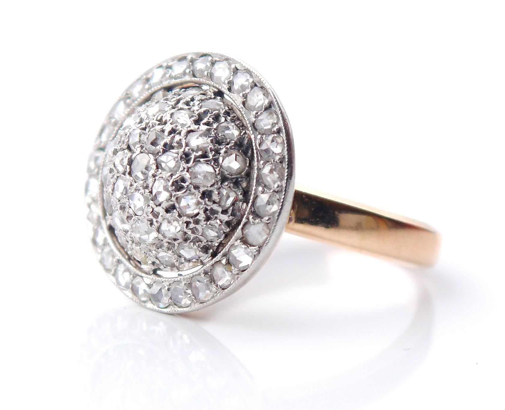 Arts and Crafts Anello 1885 con 1ctw di diamanti in oro massiccio 18 carati Ø US7.75 / 6gr in vendita