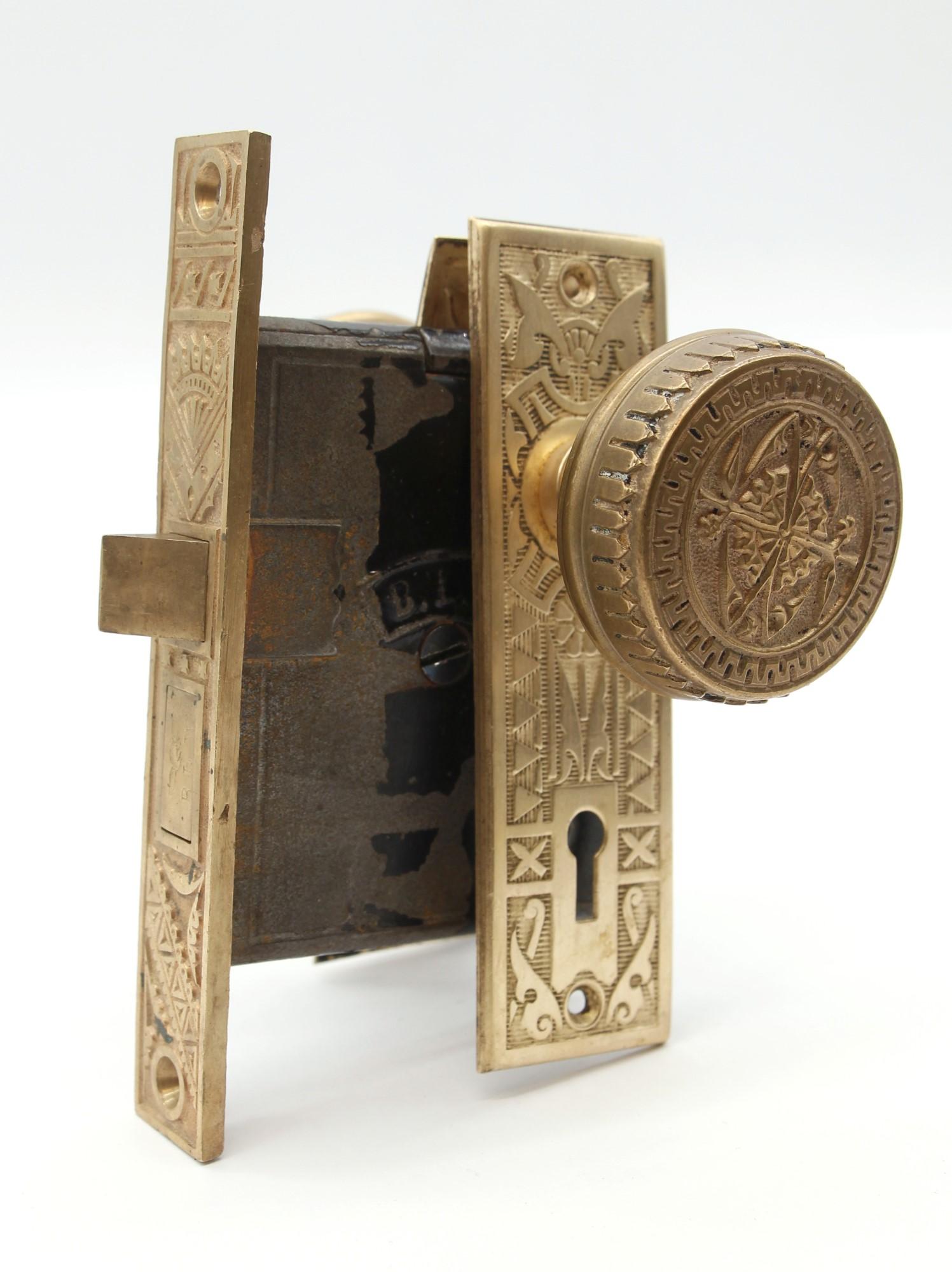 1886 Complete Branford Brass Vernacular Door Set Qty Available For Sale