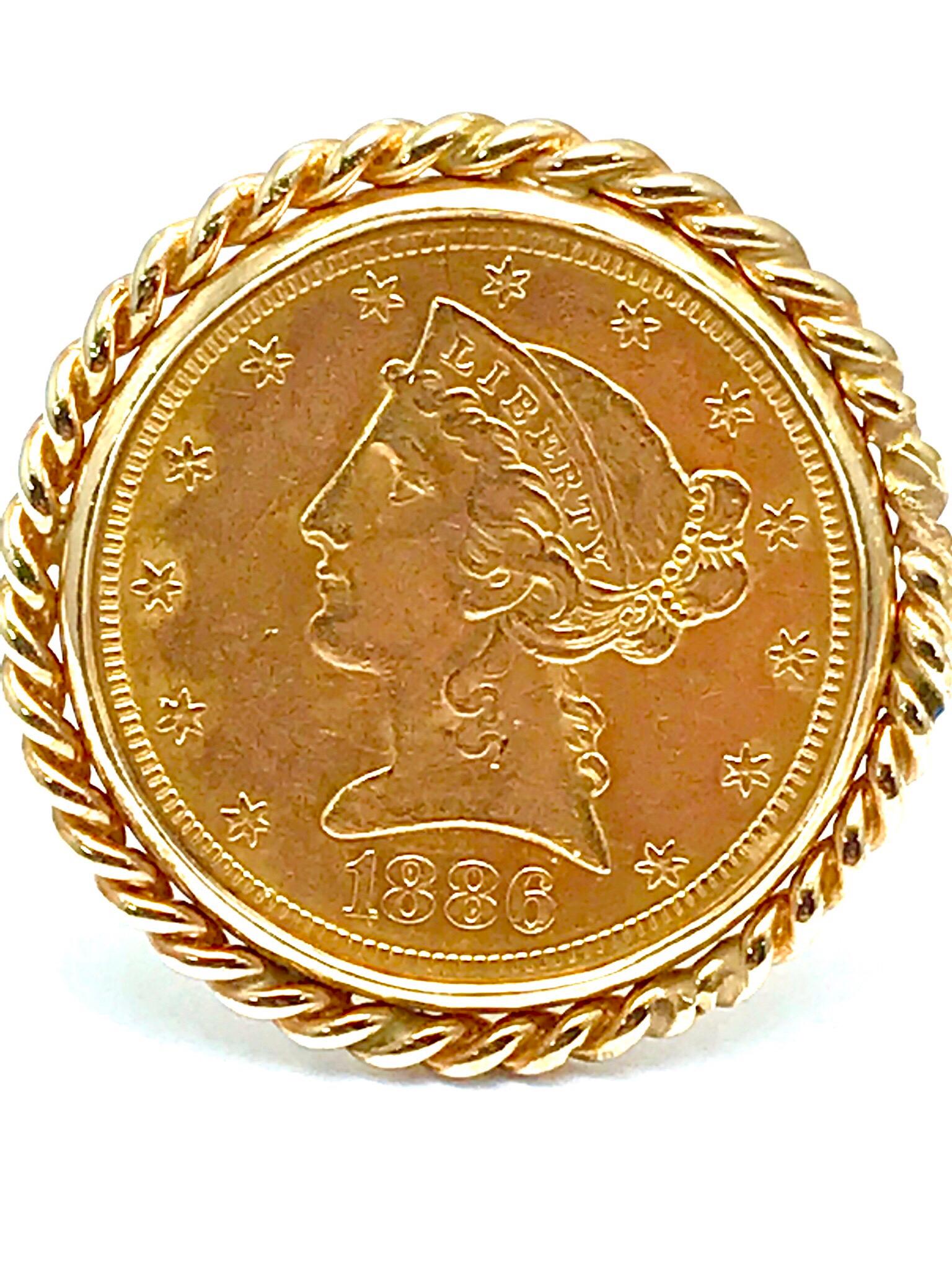 1886 five dollar gold coin value