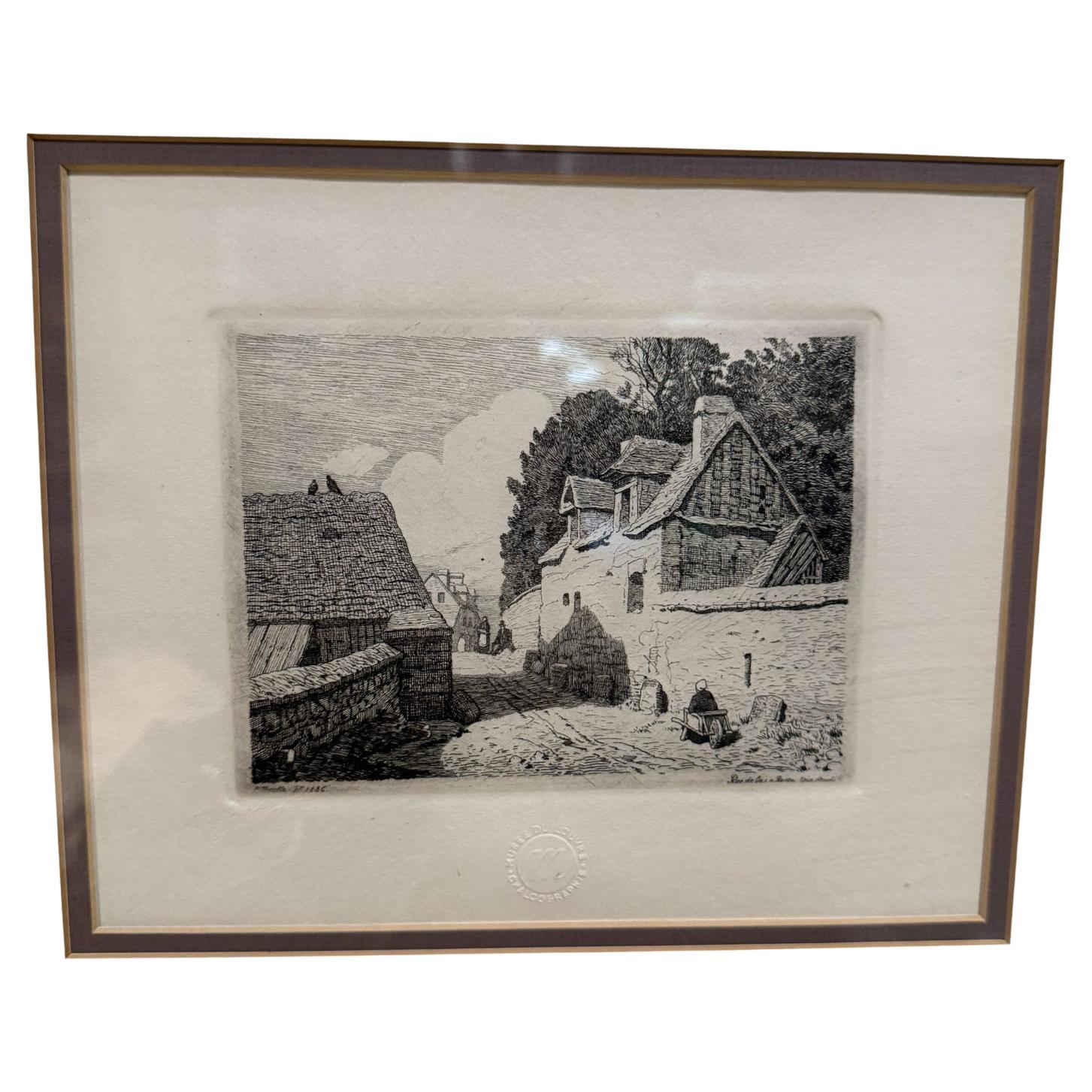 1886 Louvre Art Museum Etching Chalcographie signed