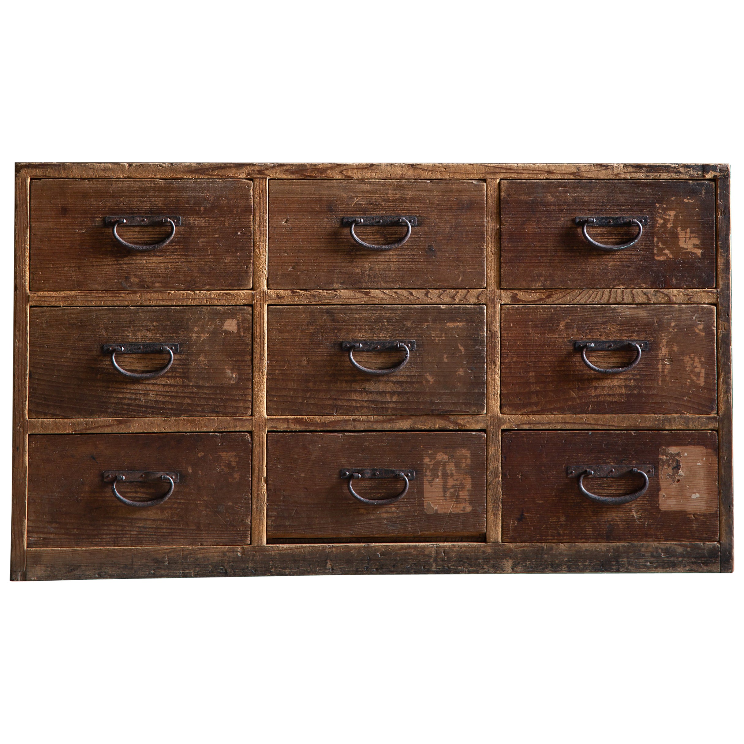 1886 (Meiji 19) Japanese antique dougu tansu, tool chest of drawers wabi sabi For Sale