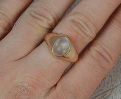 1886 Victorian Moonstone 15 Carat Gold Gypsy Solitaire Ring