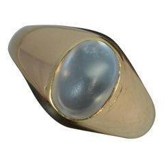 1886 Victorian Moonstone 15 Carat Gold Gypsy Solitaire Ring