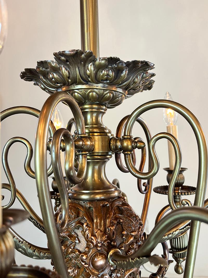 1887 Aesthetic Movement Combination Gas Electric Chandelier  For Sale 4