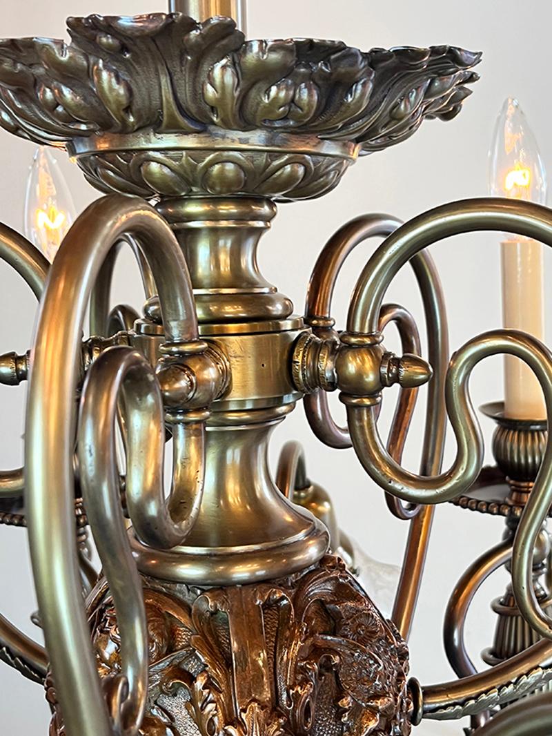 1887 Aesthetic Movement Combination Gas Electric Chandelier  For Sale 7