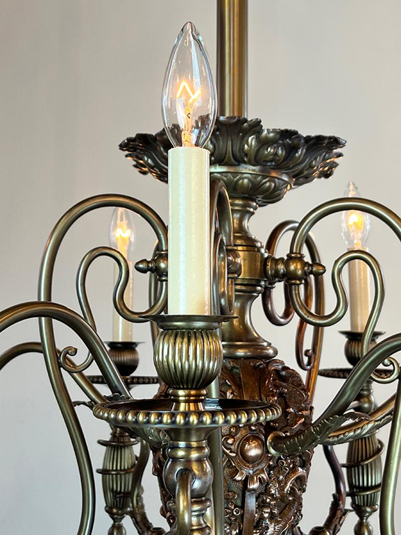 1887 Aesthetic Movement Combination Gas Electric Chandelier  For Sale 8
