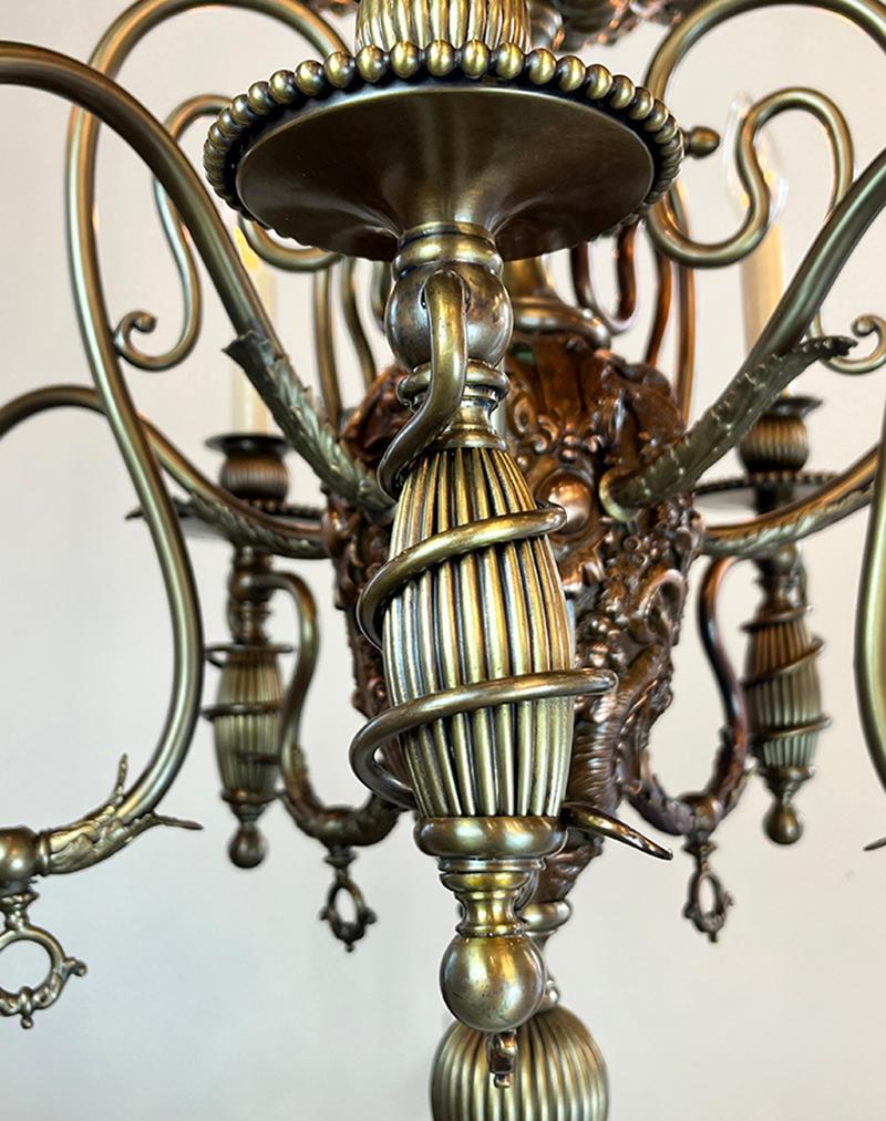 1887 Aesthetic Movement Combination Gas Electric Chandelier  For Sale 1
