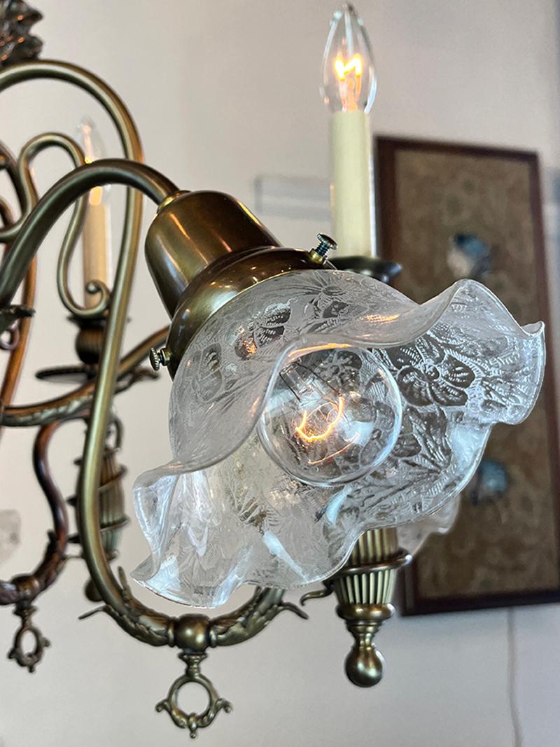 1887 Aesthetic Movement Combination Gas Electric Chandelier  For Sale 2