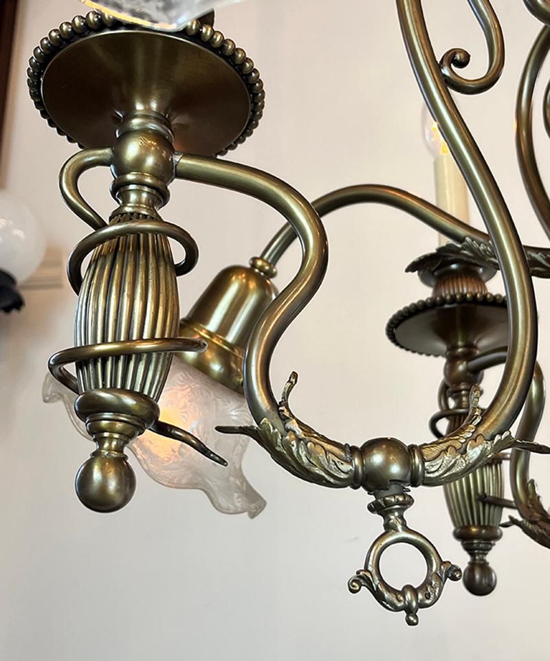 1887 Aesthetic Movement Combination Gas Electric Chandelier  For Sale 3