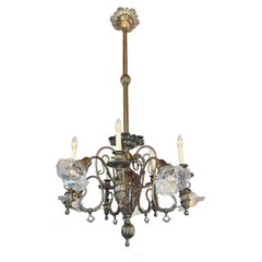 Used 1887 Aesthetic Movement Combination Gas Electric Chandelier 