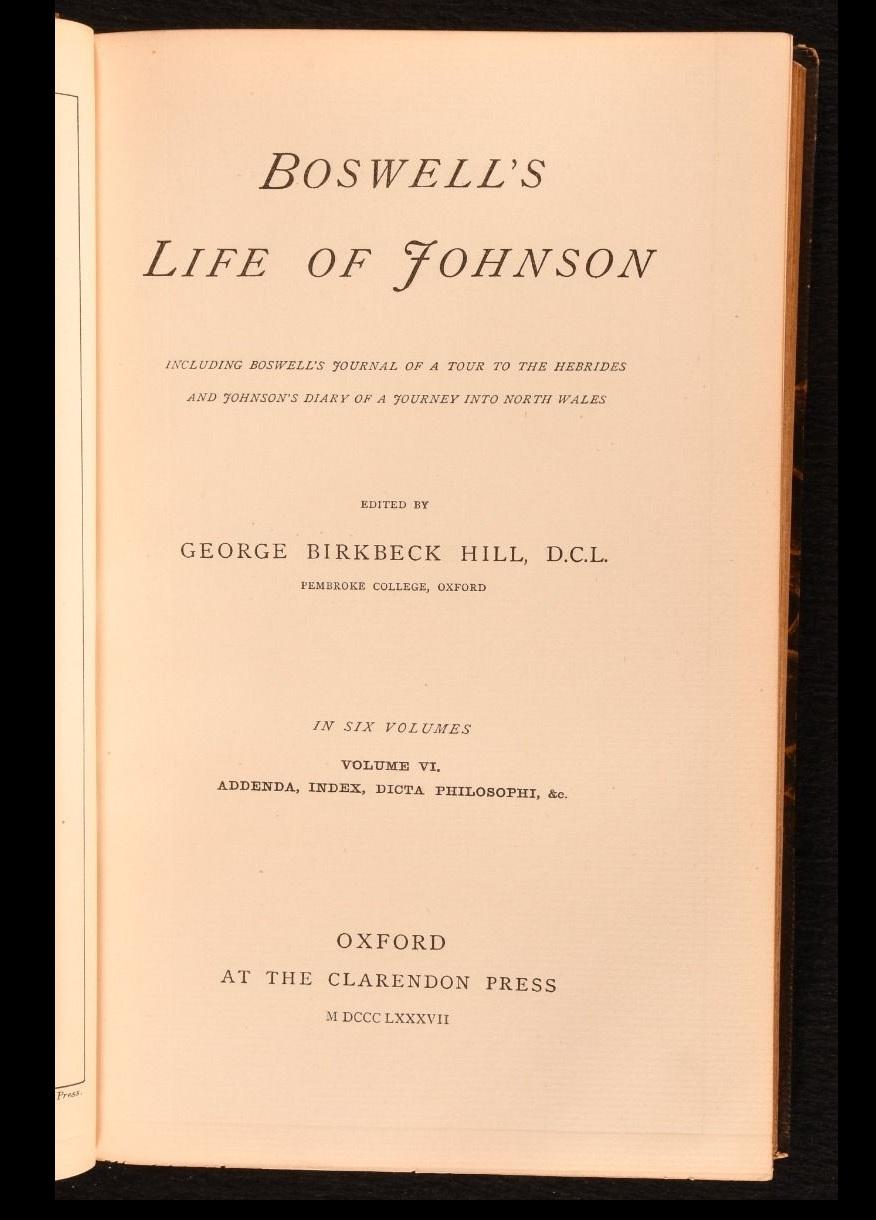 Britannique 1887 La vie de Johnson par Boswell en vente