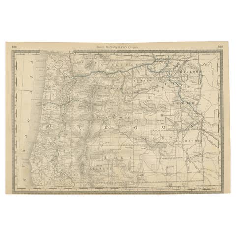 1888 Antique Map of Oregon – Railroads, Counties & Native Indian Reservations