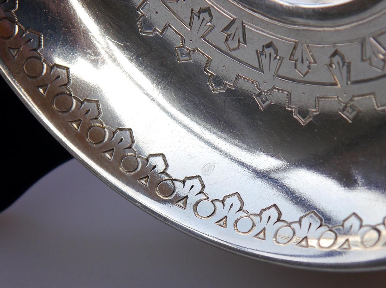 1888 Antique Russian A. Aleksandrov 84 Silver Tea Cup Saucer/ 226gr For Sale 5