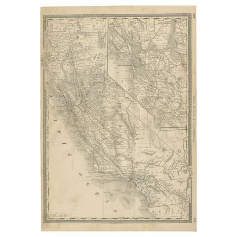 1888 California Map – The Golden State’s Railroads, Cities & Counties