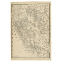 Mappa della California del 1888 - Ferrovie, città e contee del Golden State