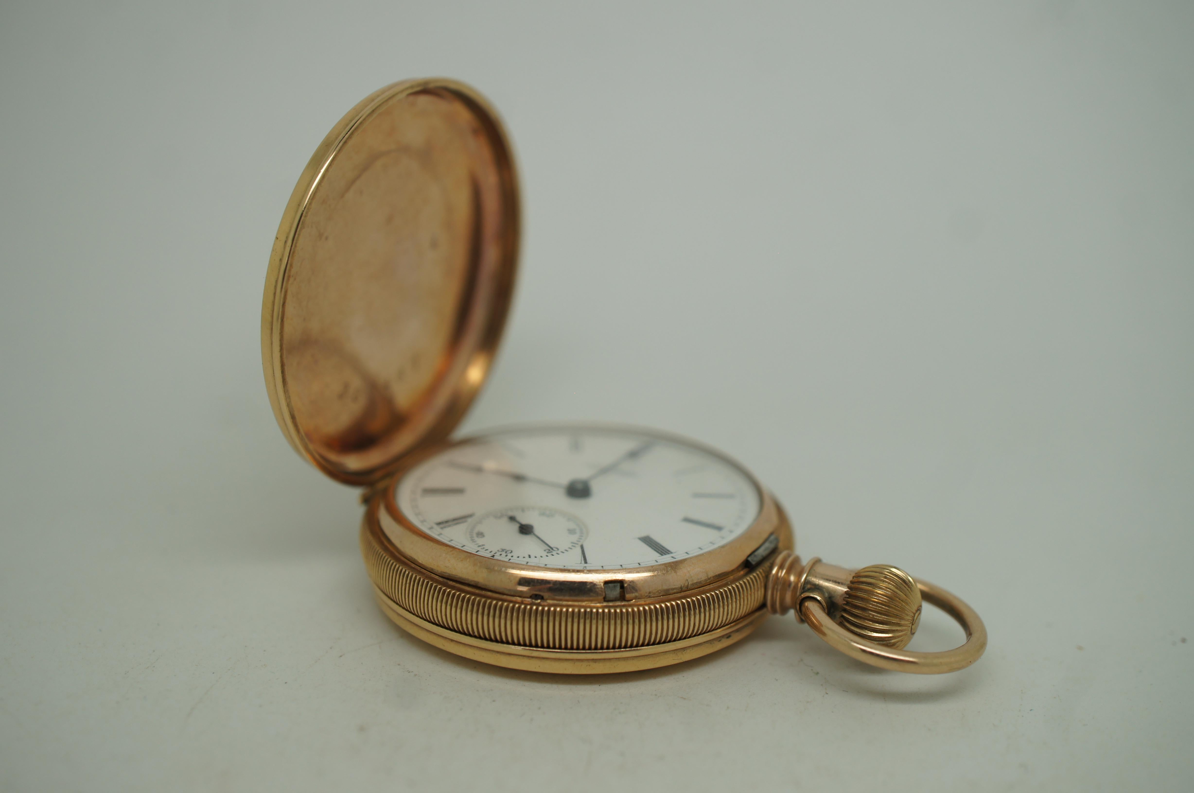 1888 Elgin National 14K Gold 11J Pocket Watch Brooklyn Hunt 6s 54g en vente 4