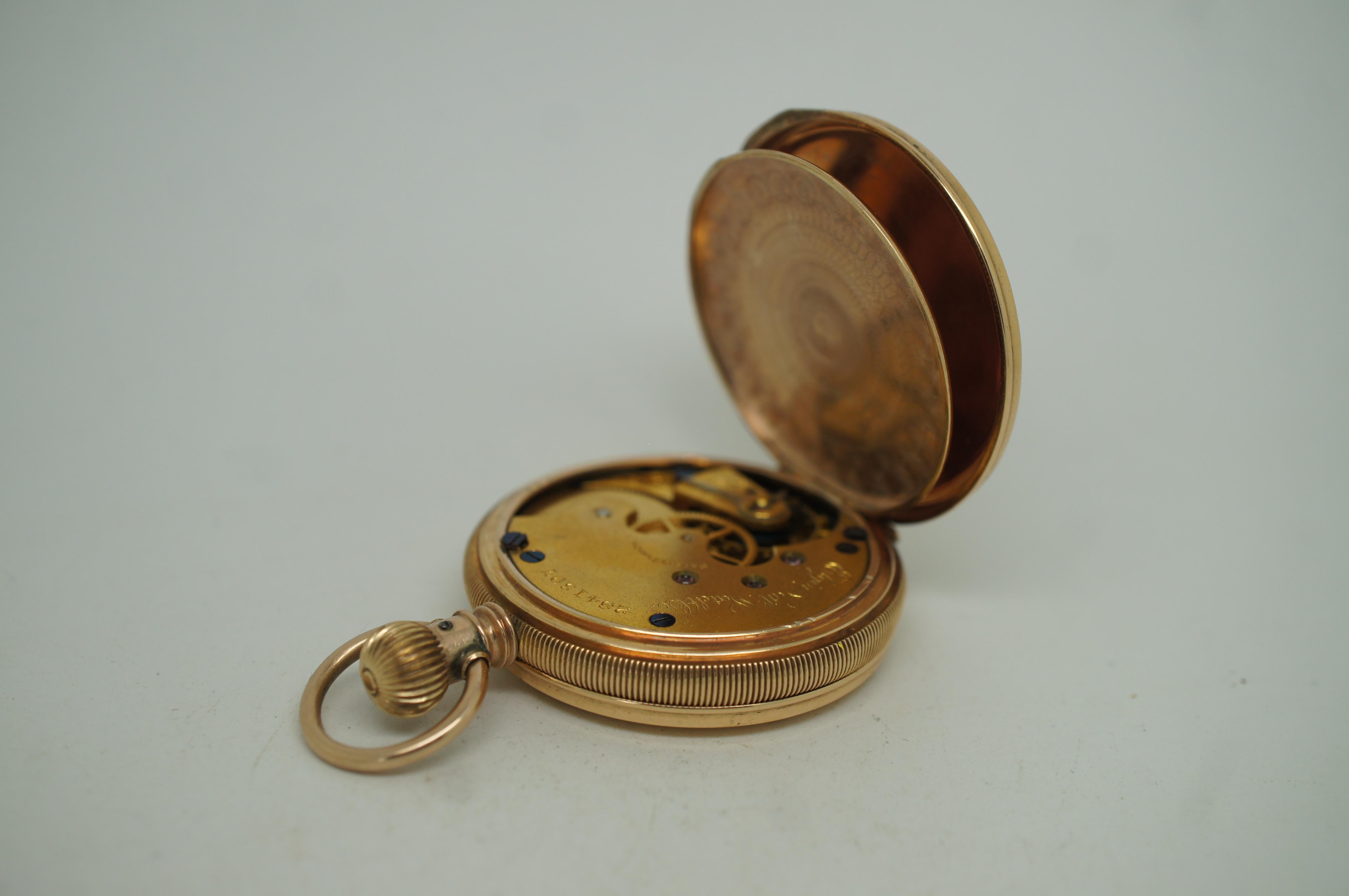 Or 1888 Elgin National 14K Gold 11J Pocket Watch Brooklyn Hunt 6s 54g en vente