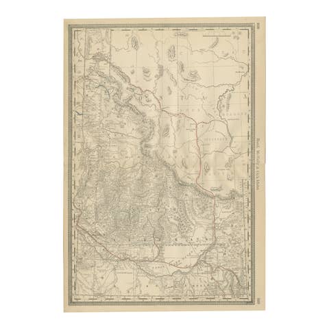 1888 Idaho Map – The Gem State’s Railroads, Mining Camps & Counties