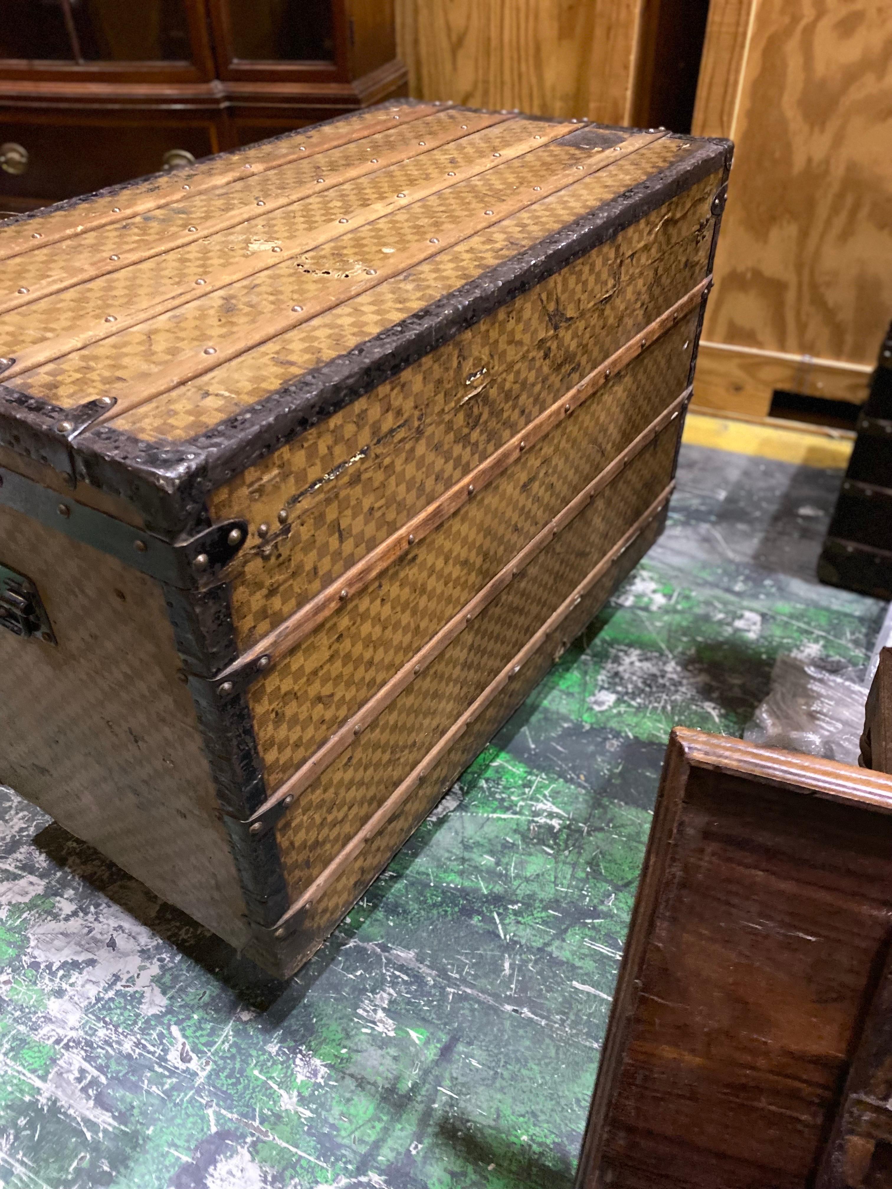 French 1888 Louis Vuitton Damier Large Steamer Trunk, Provenance: Harry Payne Whitney
