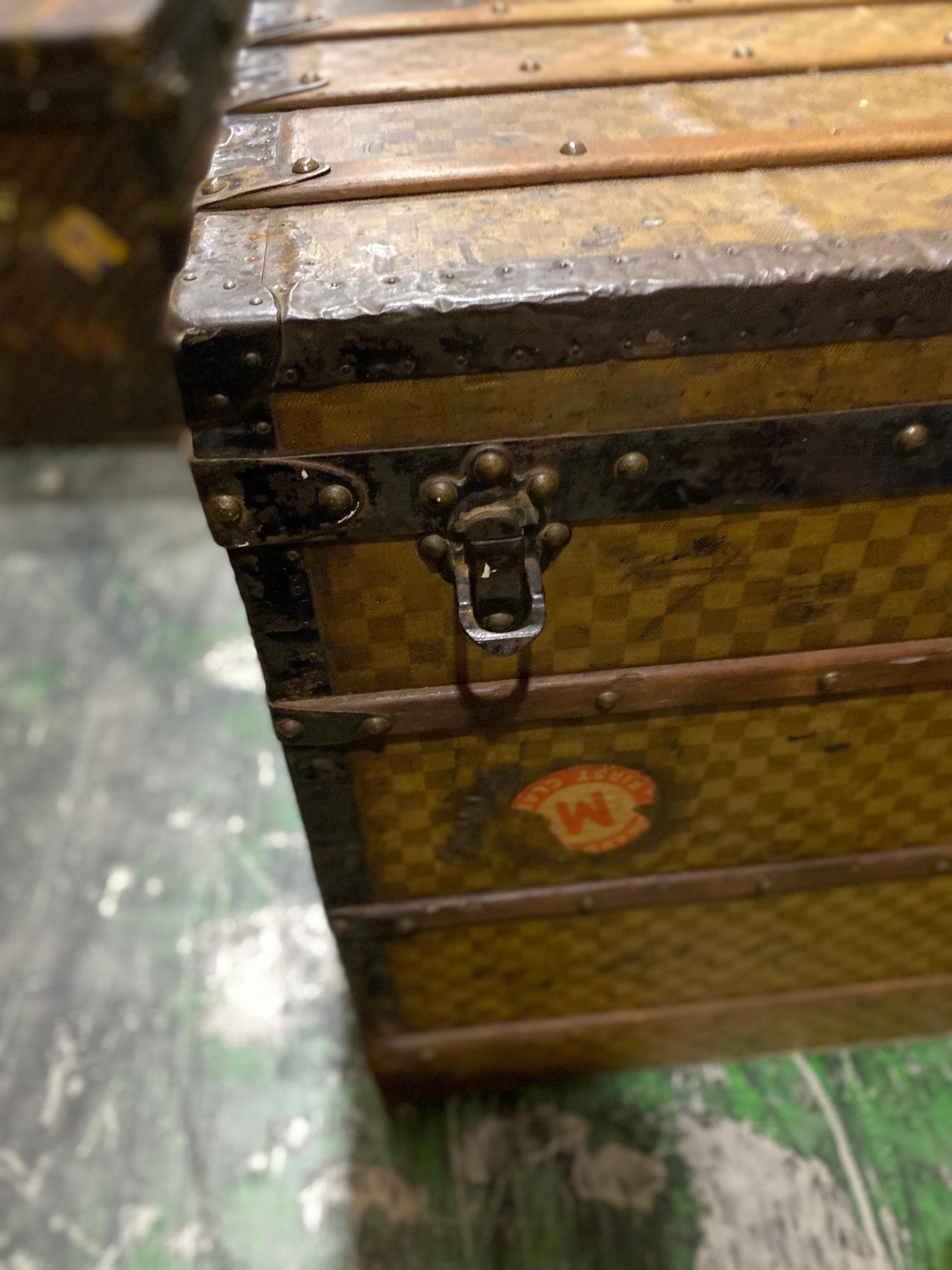 1888 Louis Vuitton Damier Large Steamer Trunk, Provenance: Harry Payne Whitney In Good Condition In Southampton, NY