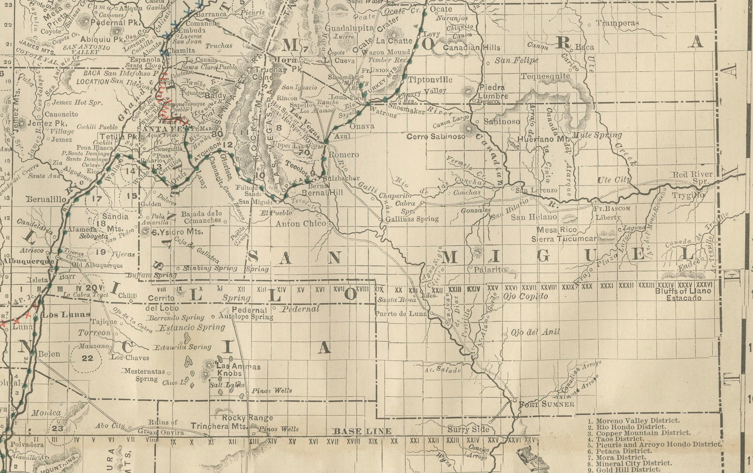 Mappa del New Mexico del 1888 - Ferrovie, contee e la terra dell'incanto in vendita 1