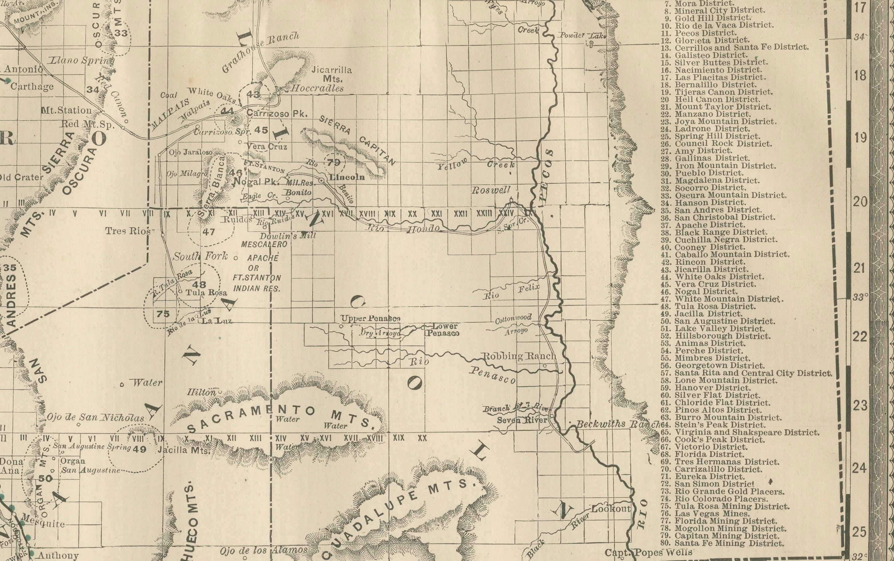 Mappa del New Mexico del 1888 - Ferrovie, contee e la terra dell'incanto in vendita 2