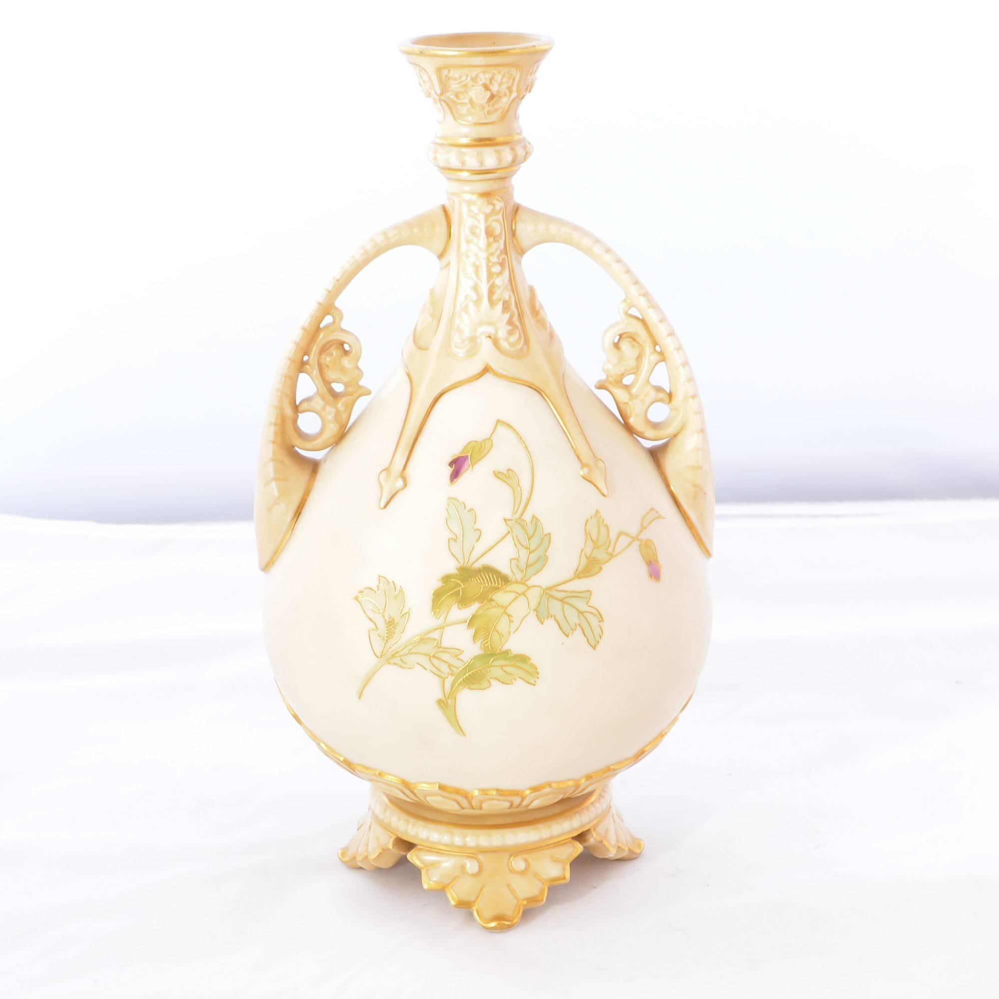 Aesthetic Movement 1888 Royal Worcester Porcelain Stem Vase For Sale