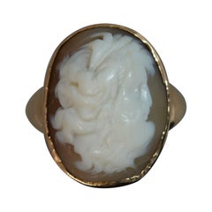 1888 Victorian 15 Carat Rose Gold and Cameo of Greek God Ring