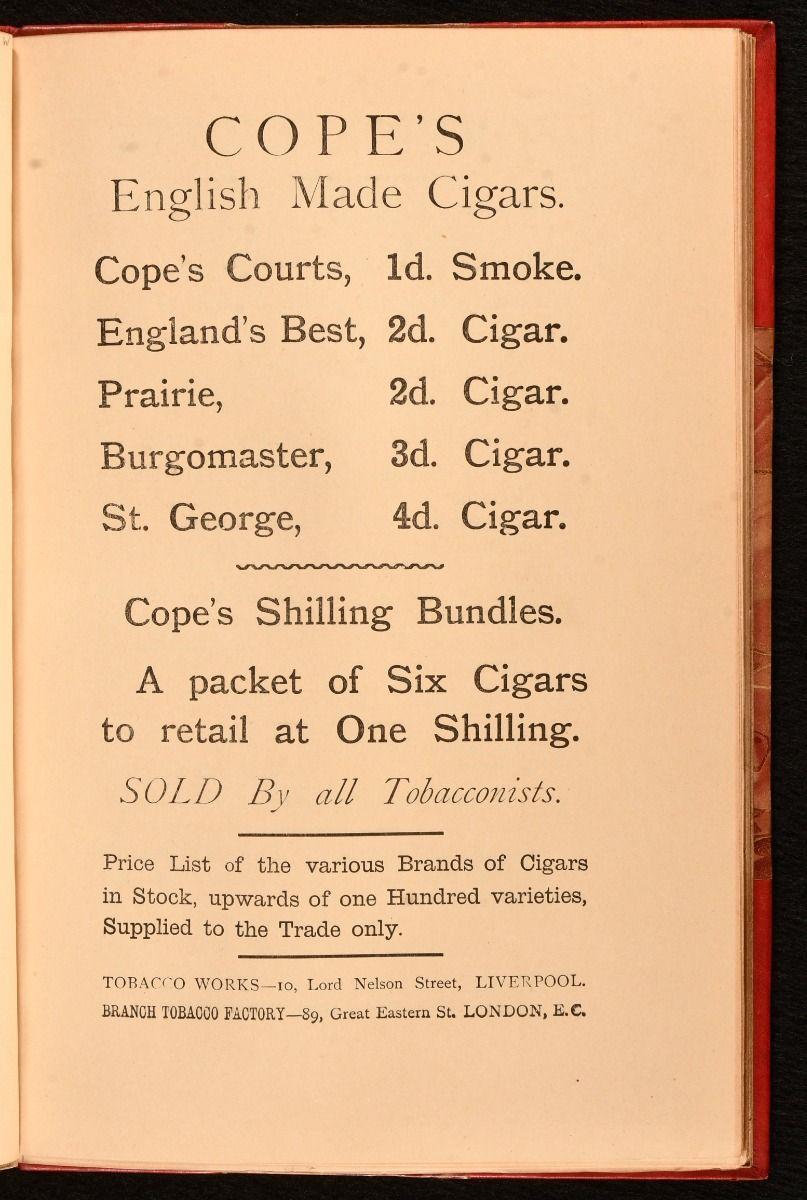 19th Century 1889-96 Cope's Smoke-Room Booklets For Sale