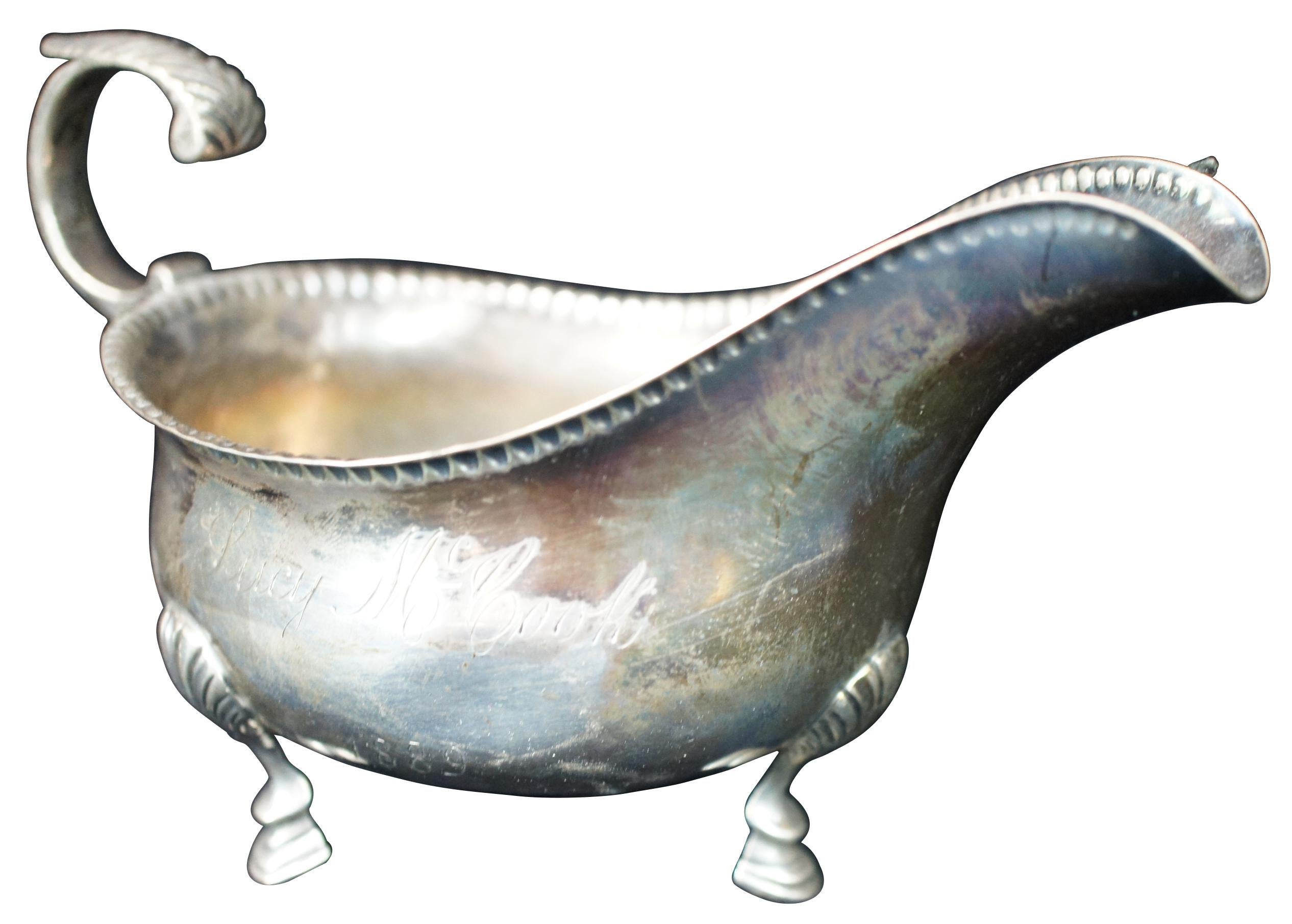 1889 Antique Adolph Newsalt Sterling Silver Sauce Boat Georgian Creamer 97g In Good Condition For Sale In Dayton, OH