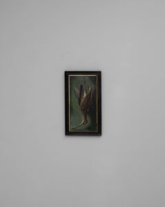 1889 Belgian Eurasian Curlew Painting with Wooden Frame
