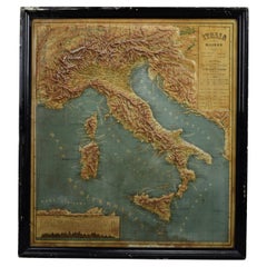 1889 Karte von Italien in 3D-Relief