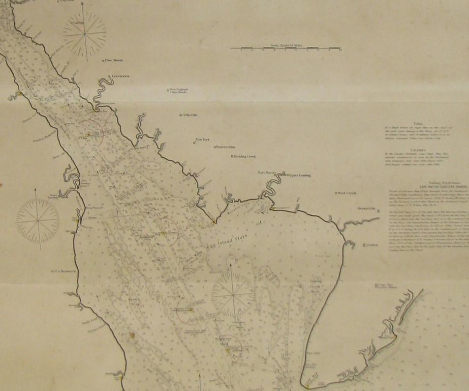 Presented is an original Eldridge's Chart No. 11, Delaware Bay and River, from The United States Coast and George Eldridge's Surveys, published in 1889. The sea chart shows the Delaware Bay from its mouth up to just north of Philadelphia.

The sea