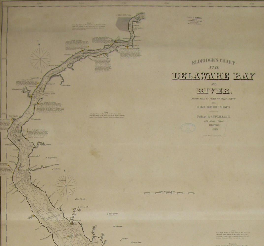 1889 Sea Chart Map of Delaware Bay by George Eldridge, Chart No. 11 In Good Condition In Colorado Springs, CO