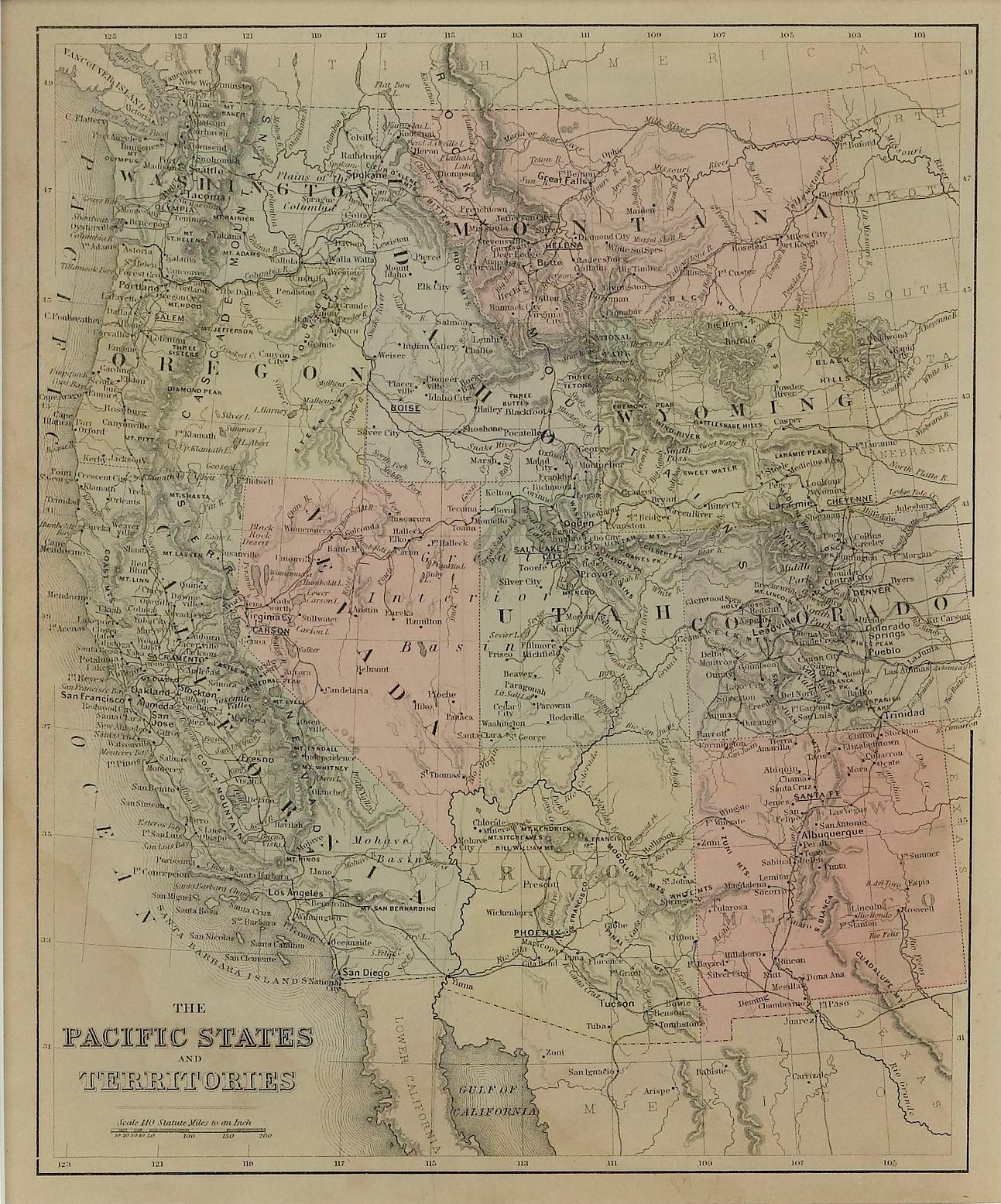 1889 „Die Pazifischen Staaten und Territorien“ (amerikanisch) im Angebot