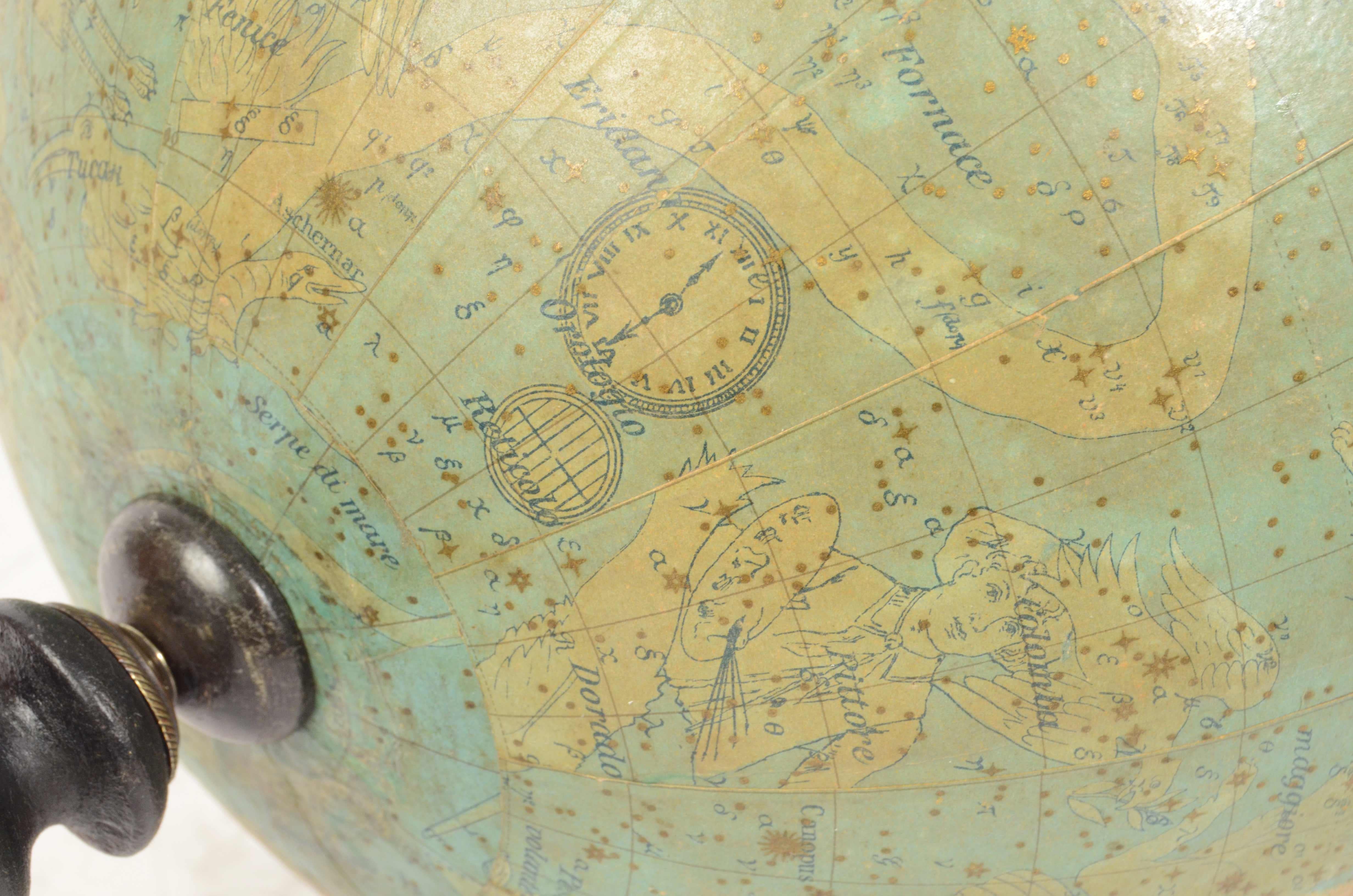 1889s Antique Celestial Globe Signed Gussoni e Dotti Milano Papier Maché Sphere For Sale 7