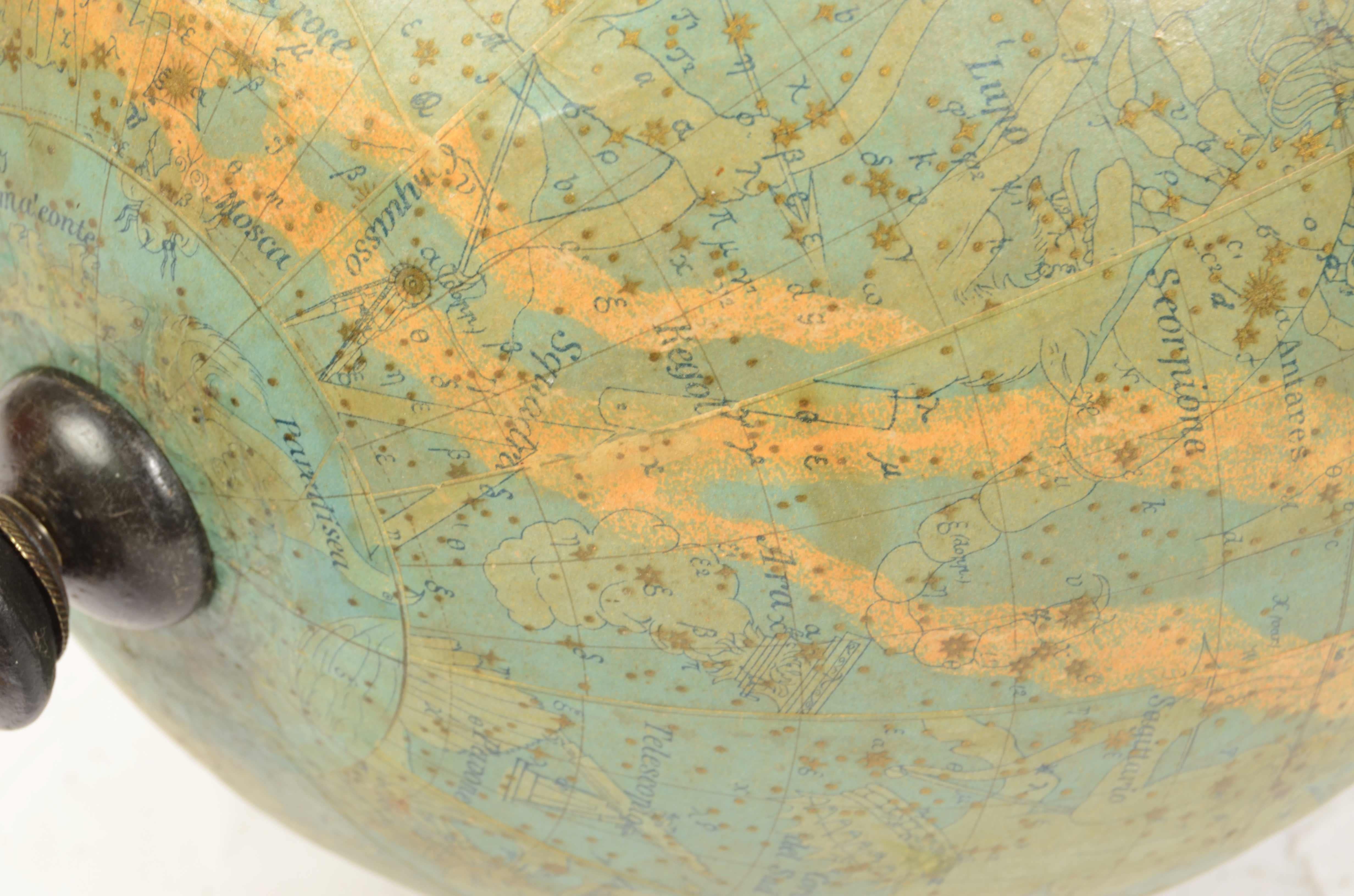 1889s Antique Celestial Globe Signed Gussoni e Dotti Milano Papier Maché Sphere For Sale 8