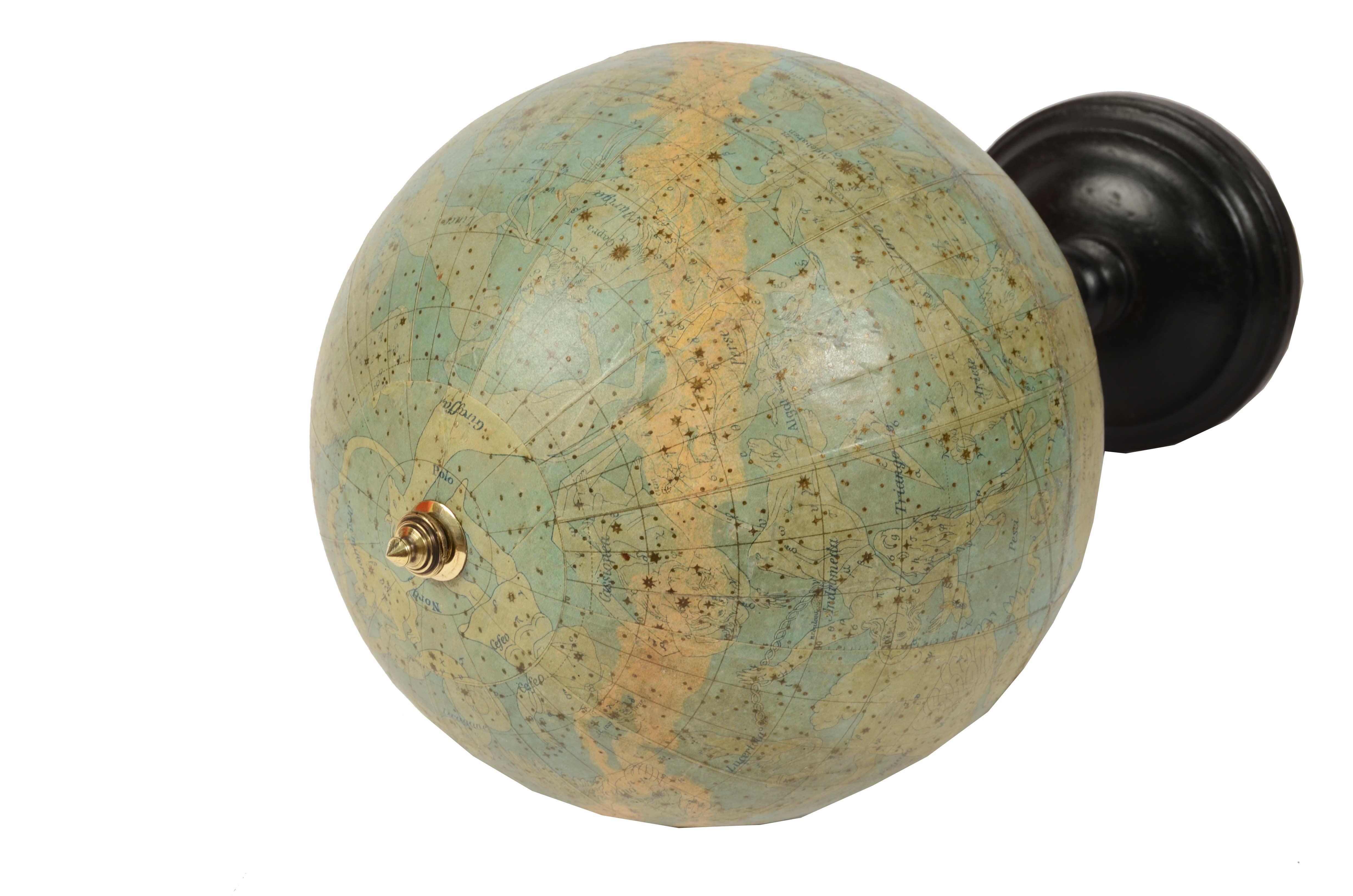 1889s Antique Celestial Globe Signed Gussoni e Dotti Milano Papier Maché Sphere For Sale 10