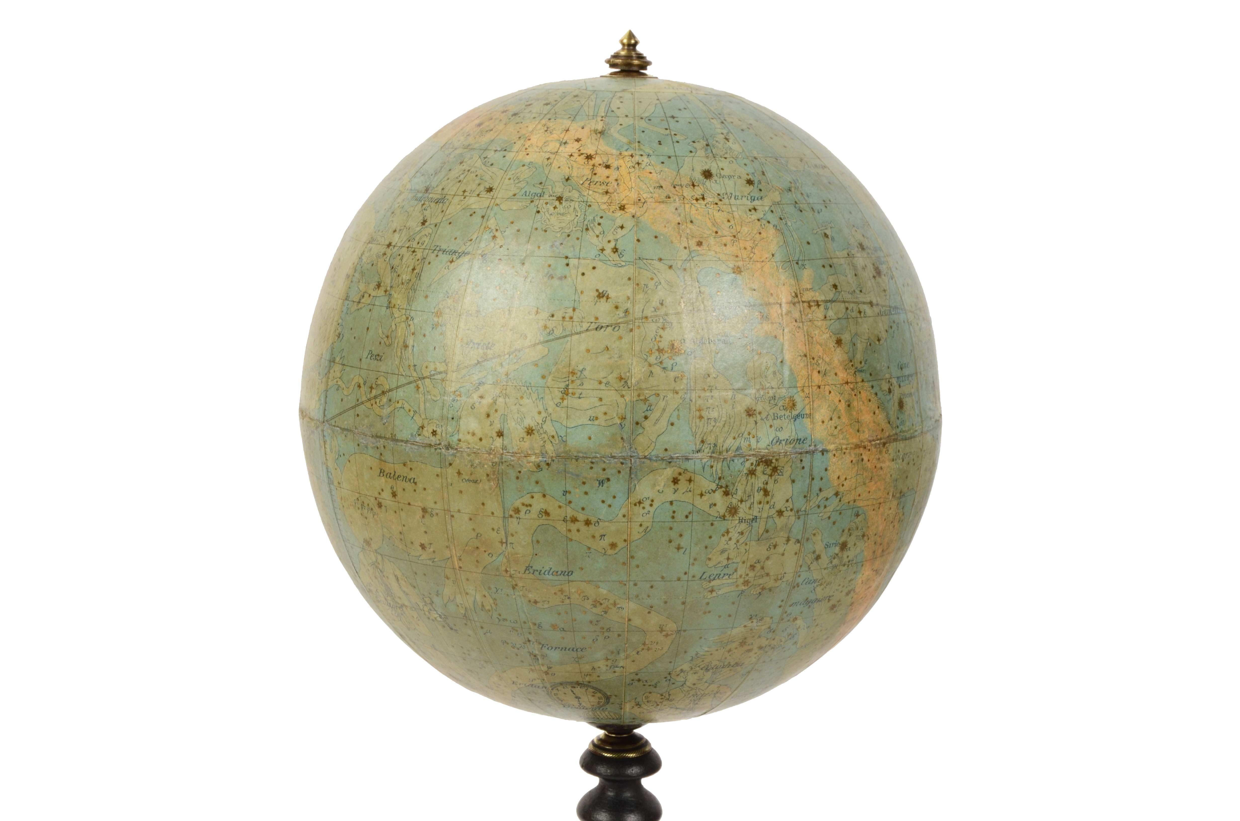 1889er Jahre Antike Celestial Globe signiert Gussoni e Dotti Milano Papier Maché Kugel im Angebot 1