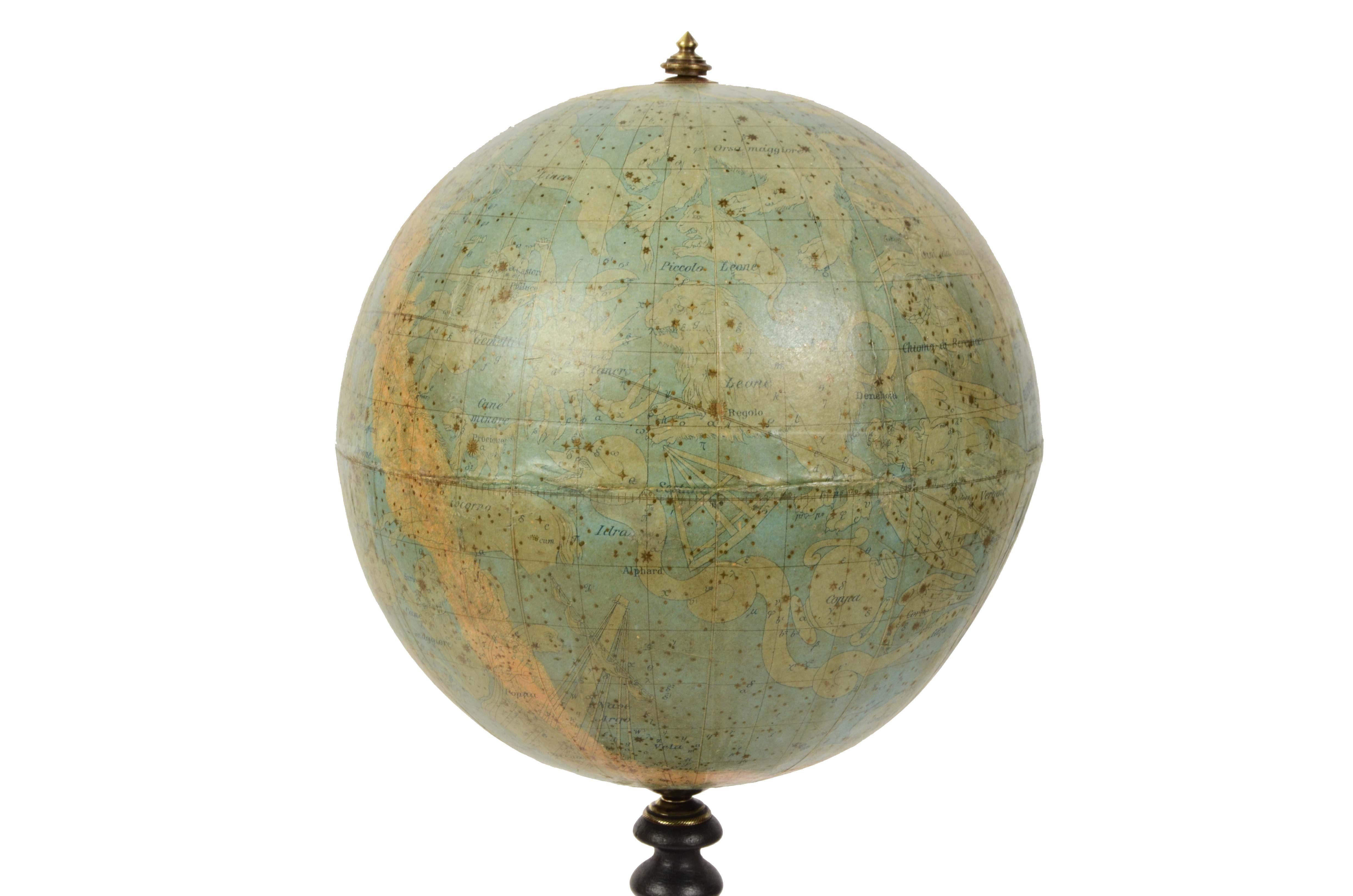 1889er Jahre Antike Celestial Globe signiert Gussoni e Dotti Milano Papier Maché Kugel im Angebot 2