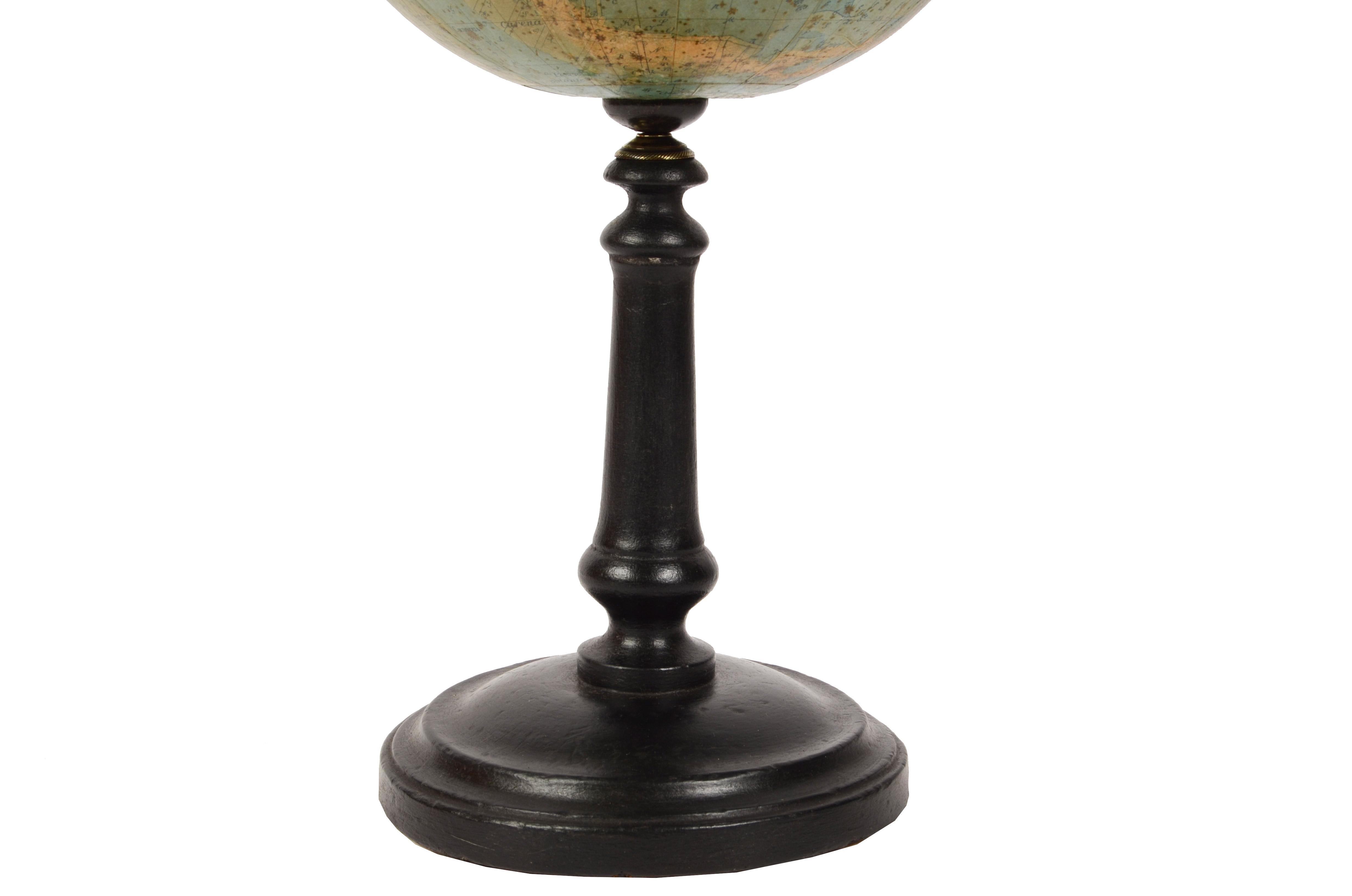 Late 19th Century 1889s Antique Celestial Globe Signed Gussoni e Dotti Milano Papier Maché Sphere For Sale