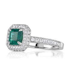 1.88ct Emerald Cut Green Emerald Engagement Ring