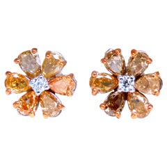 Pendientes con diamantes naturales de color amarillo-marrón «Fancy» de 1,88 ct, 14 kt, 12498*