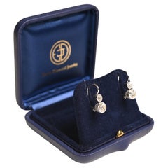Pendientes de palanca con diamantes talla europea antigua (aprox. 1,80 quilates), platino