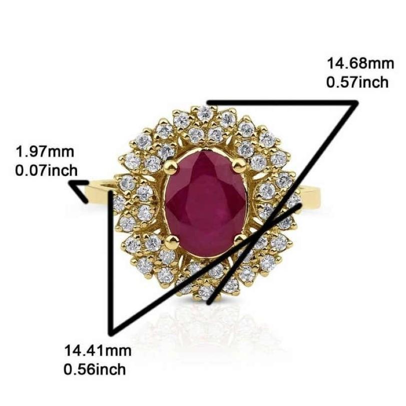 Taille ronde Bague à grappes de diamants de 1,88 ct de rubis en vente
