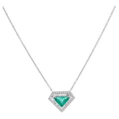1.88cts Fancy Cut Natural Emerald Diamond Pendant White Gold Chain Necklace