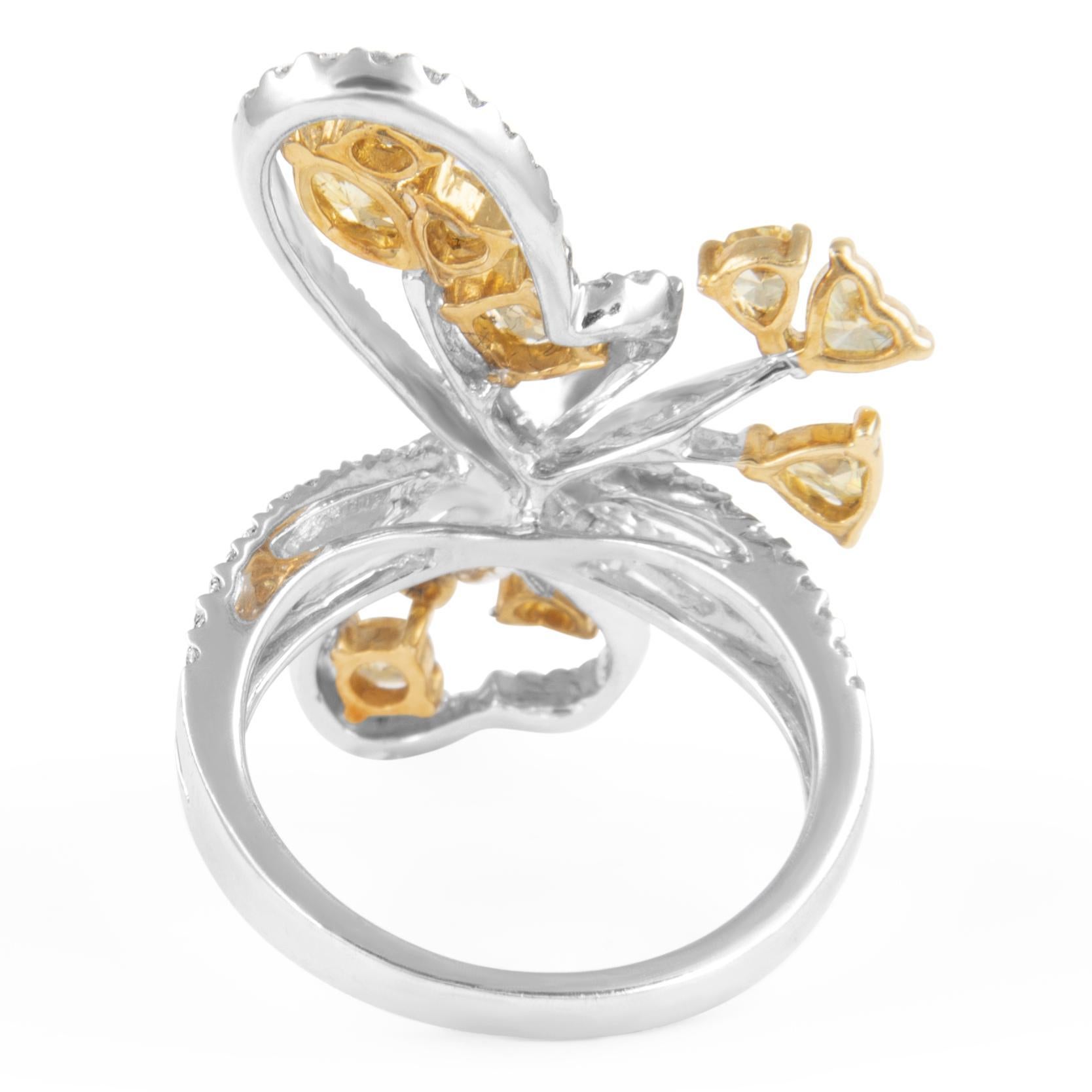 1.88ctt Fancy Greenish Brownish Yellow Diamond Heart Motif Ring 18k In New Condition For Sale In BEVERLY HILLS, CA